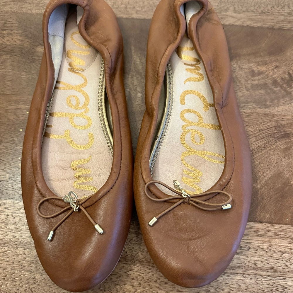 Sam Edelman Leather Cognac Flats